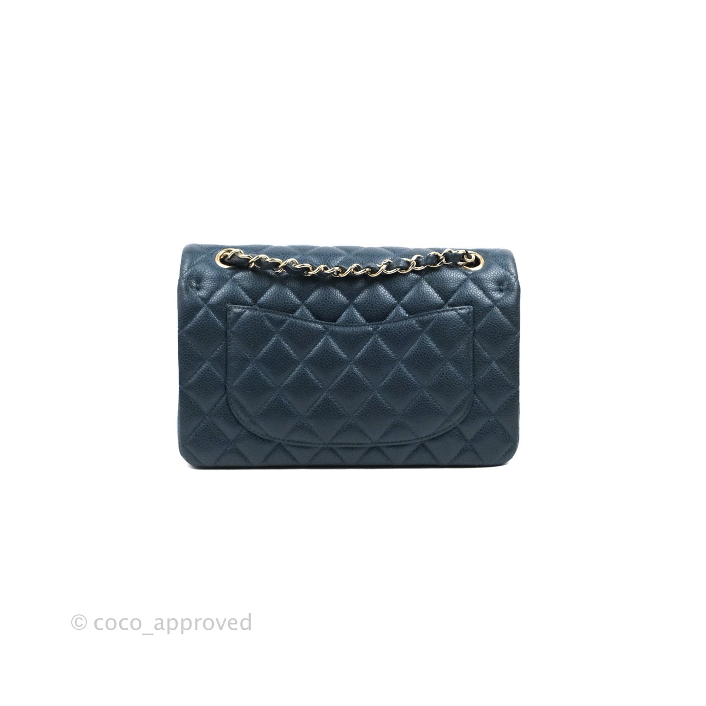 Chanel Small Classic Flap Quilted Iridescent Navy Caviar Gold Hardware 18S