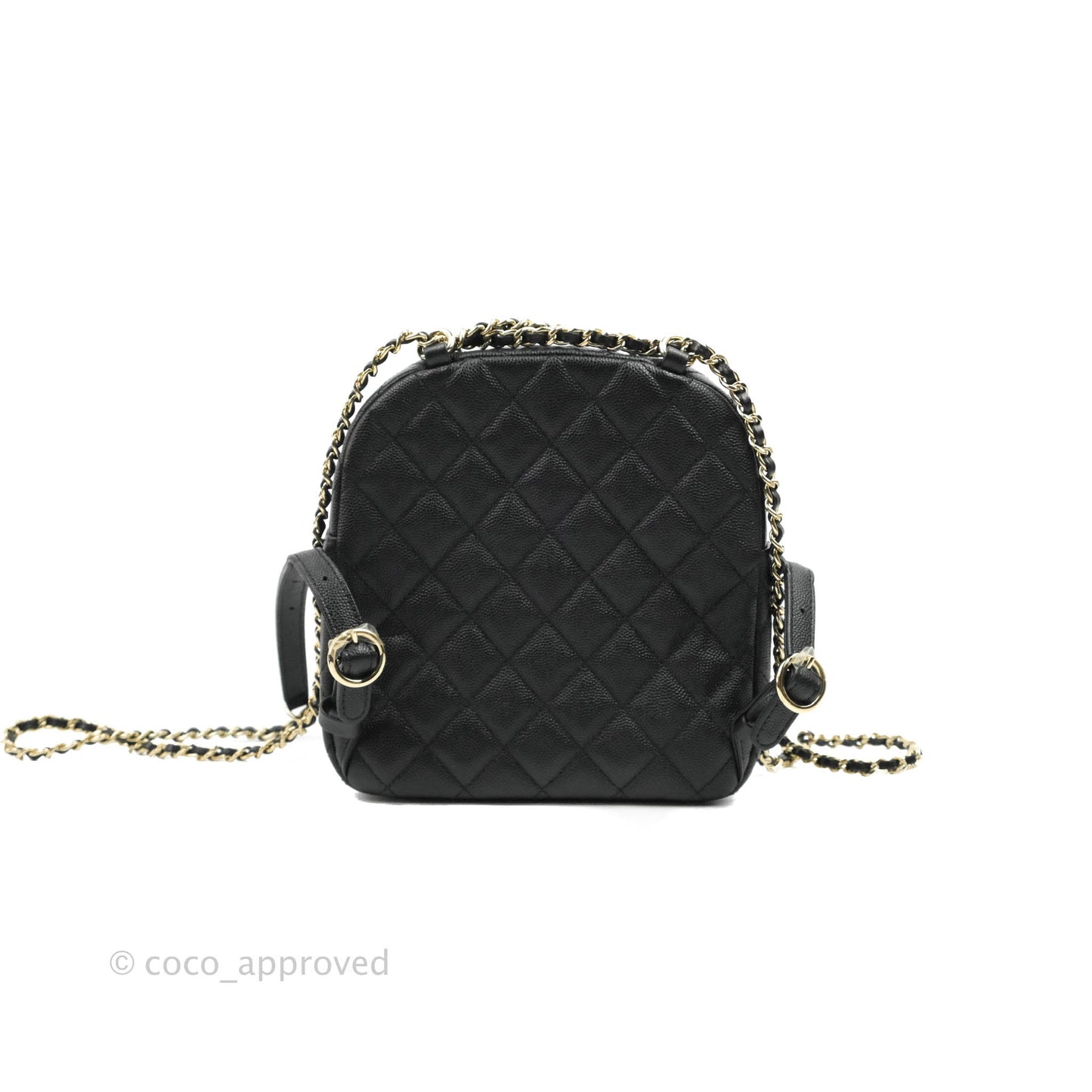 Chanel Quilted Small CC Day Backpack Black Caviar Gold Hardware