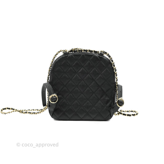 Chanel Quilted Small CC Day Backpack Black Caviar Gold Hardware