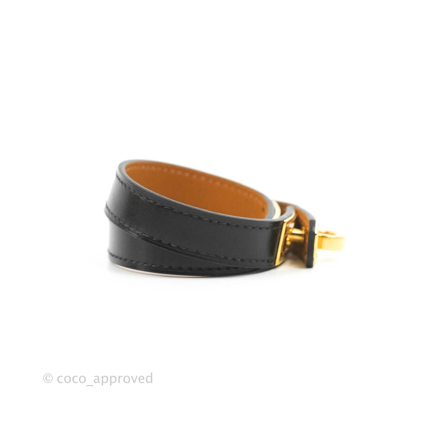 Hermès Kelly Double Tour Swift Bracelet in Black Gold Hardware