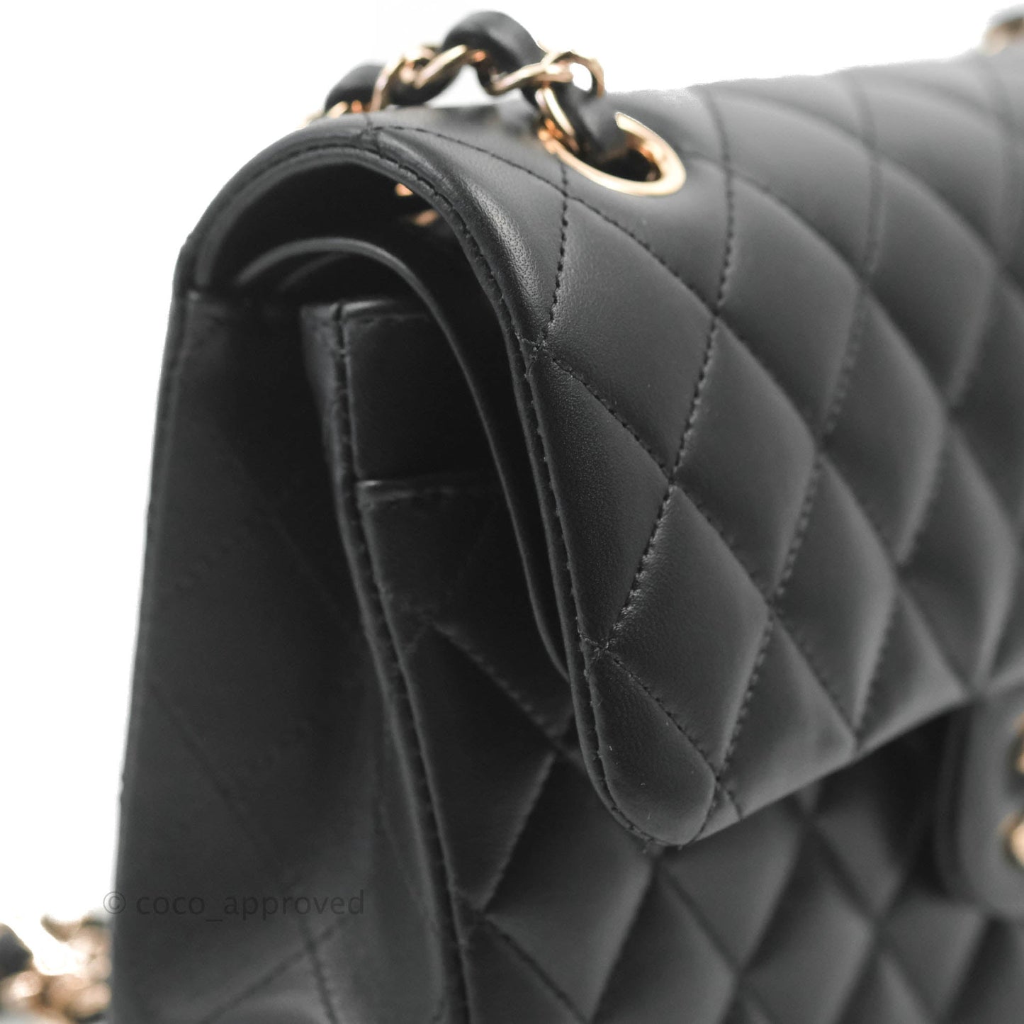 Chanel Classic Small S/M Flap Black Lambskin Rose Pink-Gold Hardware
