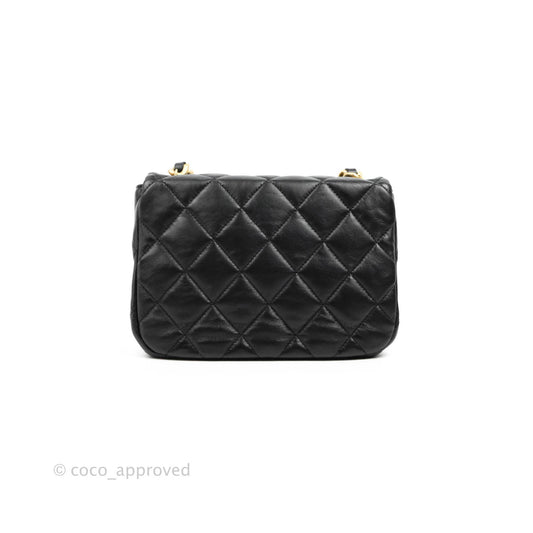 Chanel Small Flap Bag Black Lambskin Gold and Lacquered Metal 22S
