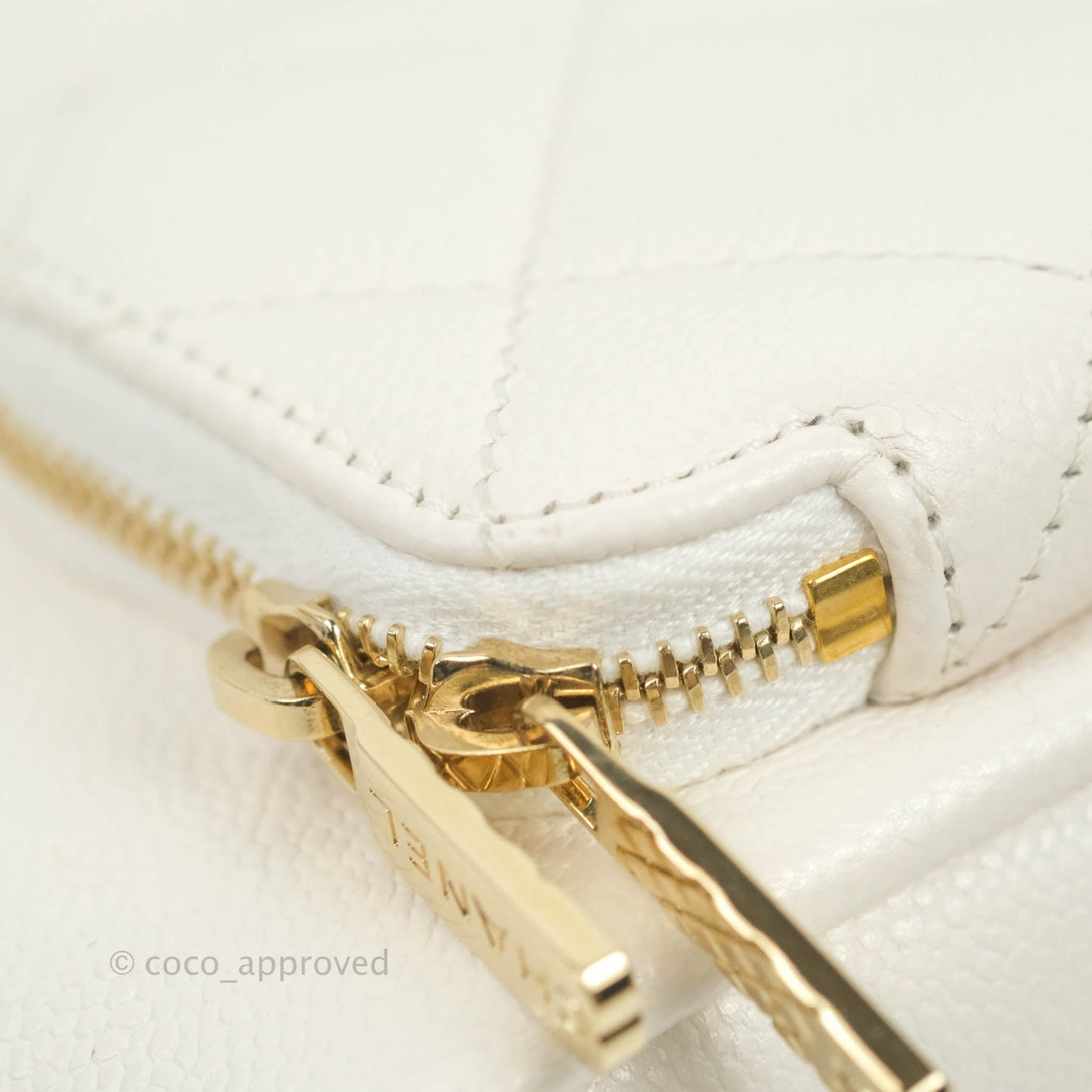 Chanel Business Affinity Drawstring Bucket Bag White Caviar Gold Hardware