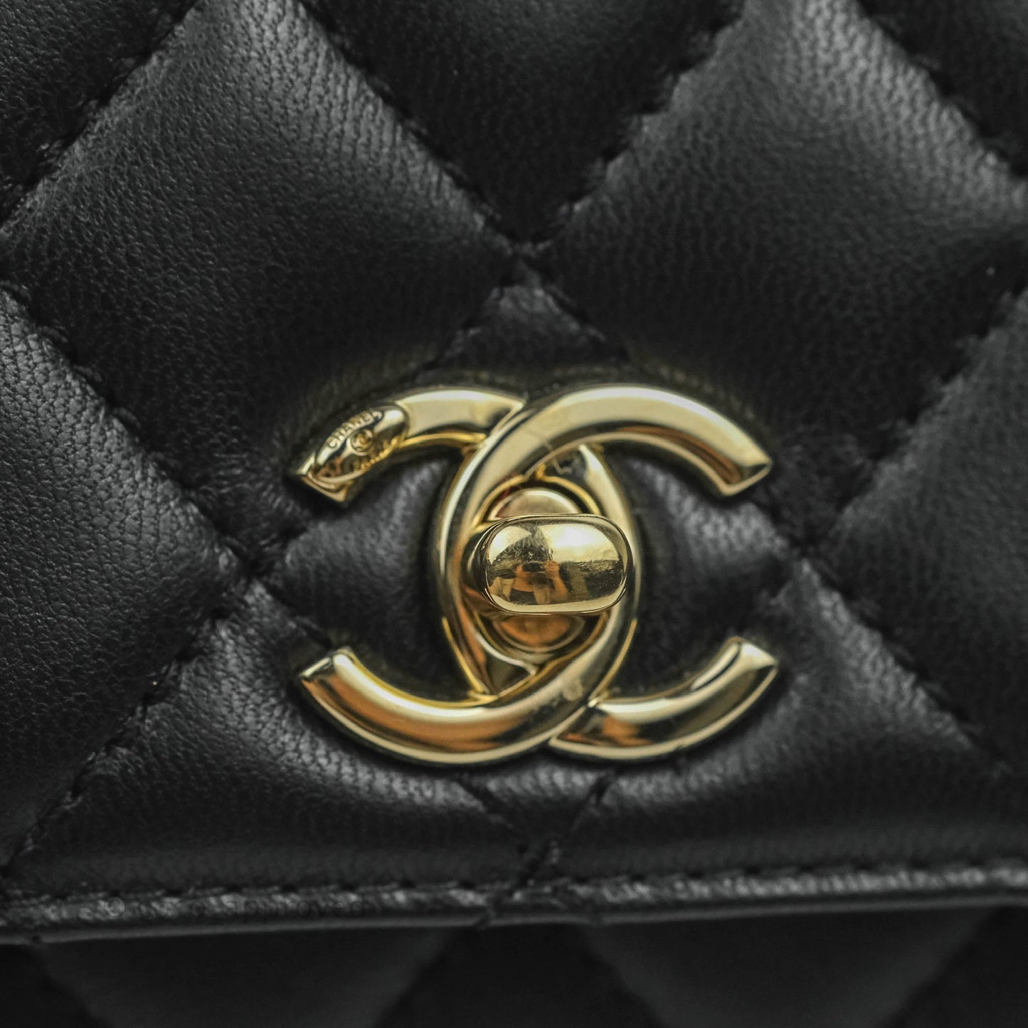 Chanel Quilted Mini Rainbow Coco Handle Bag Lambskin Black Gold Hardware