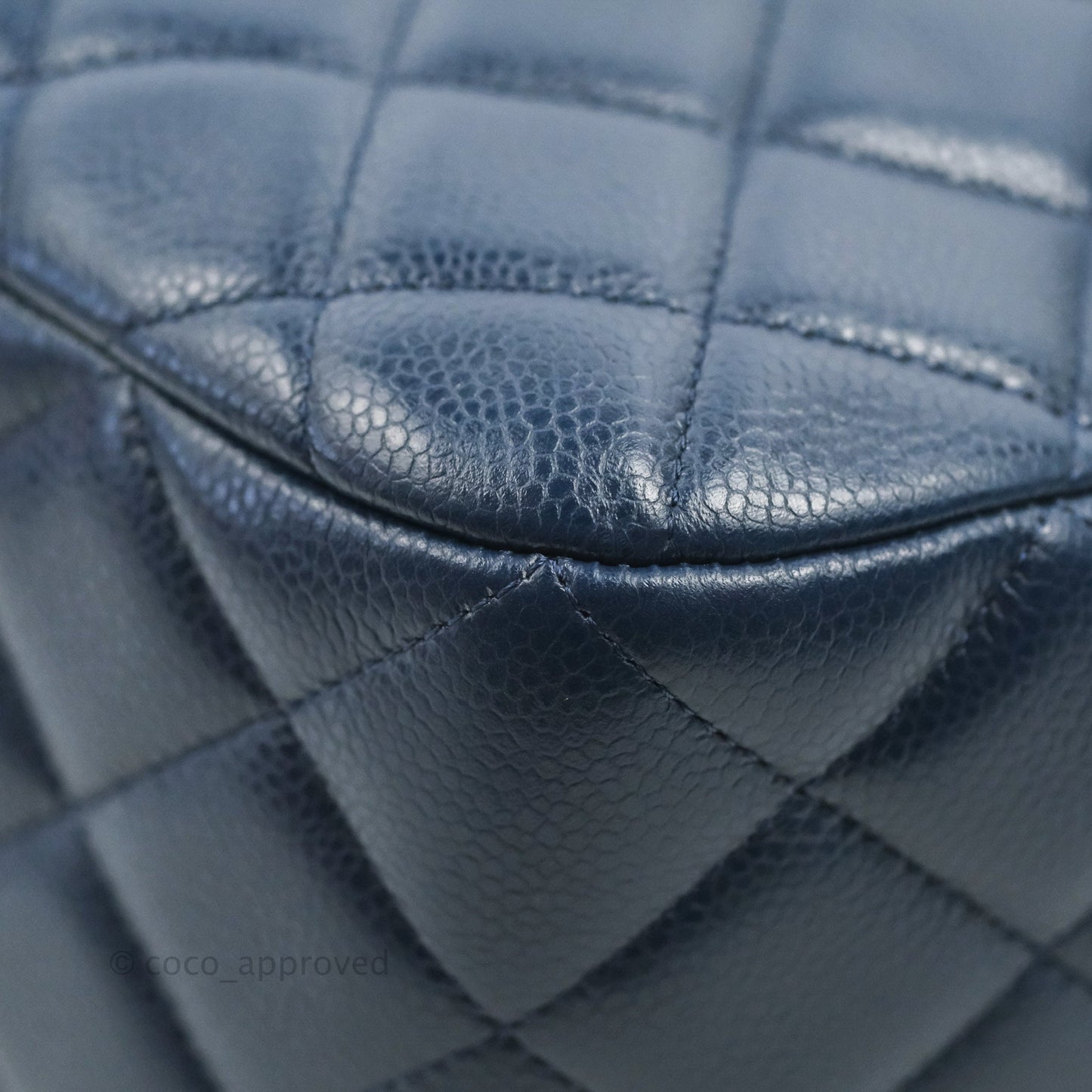 Chanel Quilted Large Classic Camera Bag Navy Caviar Silver Hardware