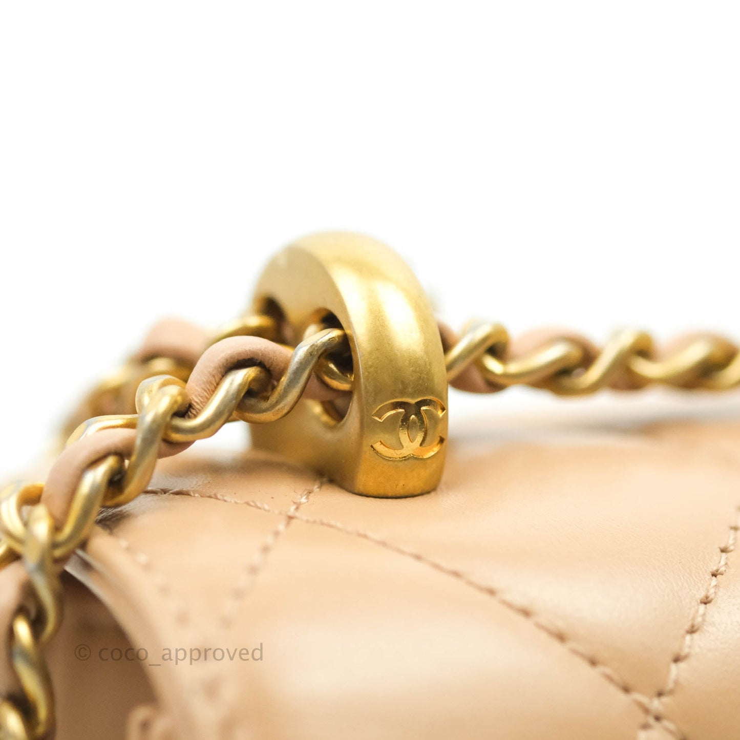Chanel Quilted Mini Perfect Fit Adjustable Beige Calfskin Gold Hardware 21A