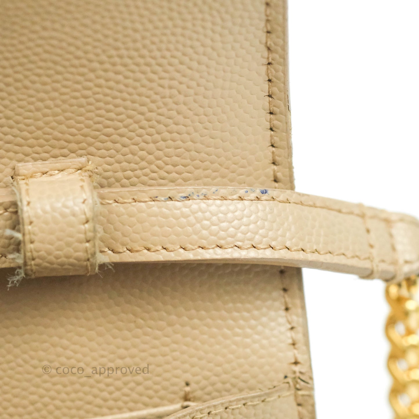 Saint Laurent Classic Beige Grained Leather Gold Hardware
