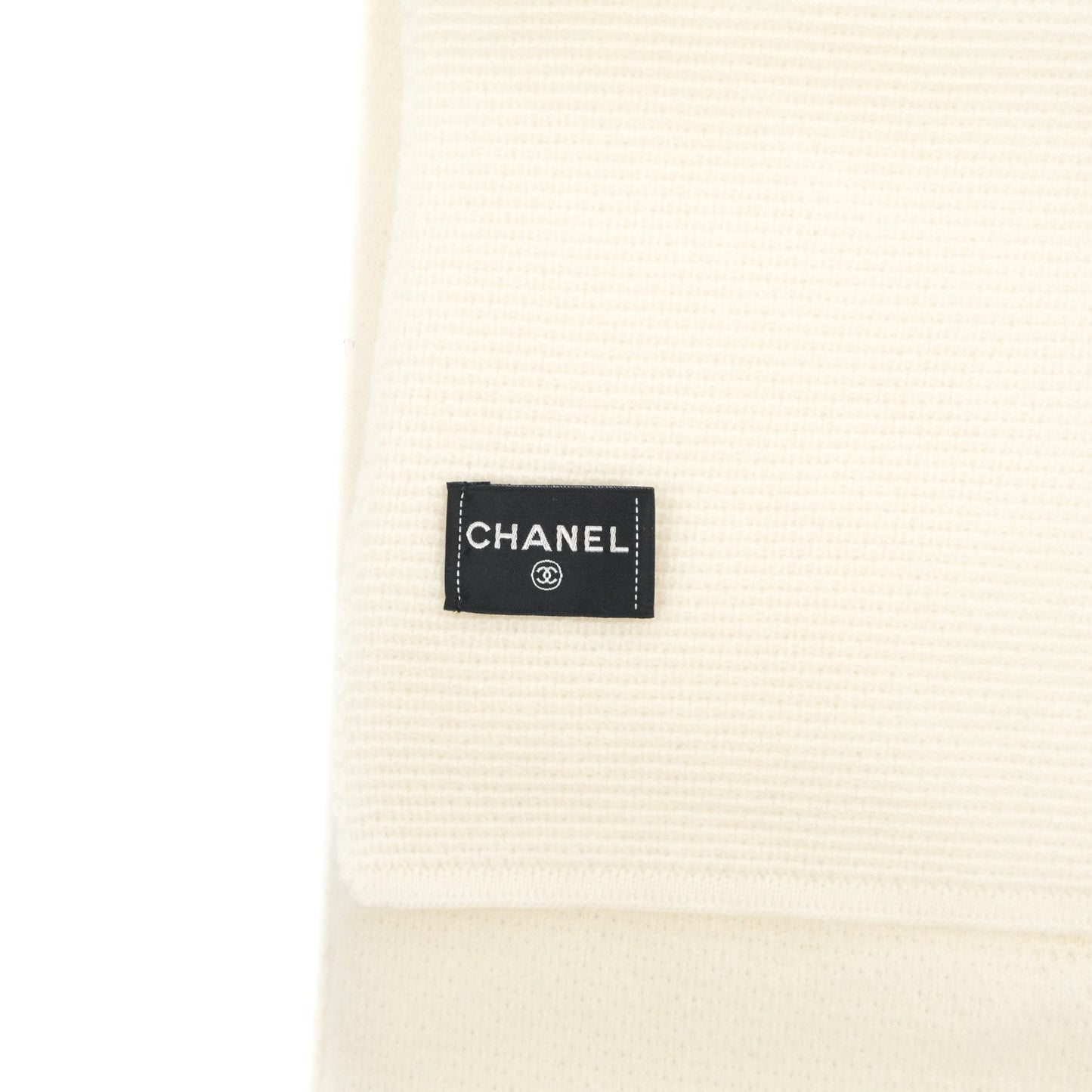 Chanel Cashmere Scarf With Chanel Tweed Logo Ivory