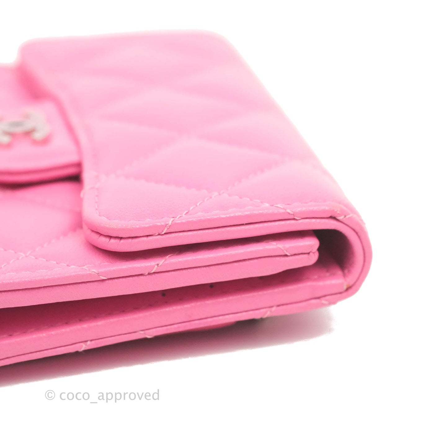 Chanel Classic Flap Wallet Pink Lambskin Silver Hardware