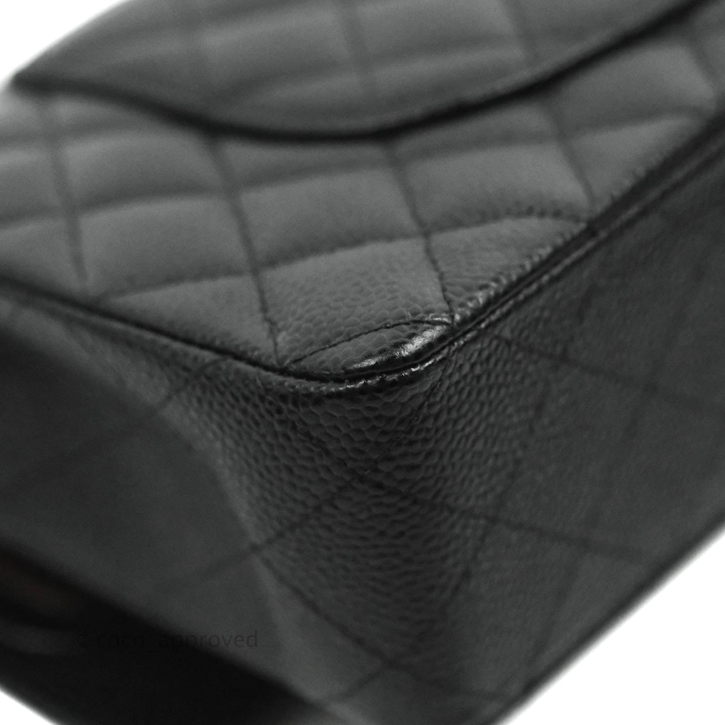 Chanel Classic M/L Medium Double Flap Bag Black Caviar Silver Hardware