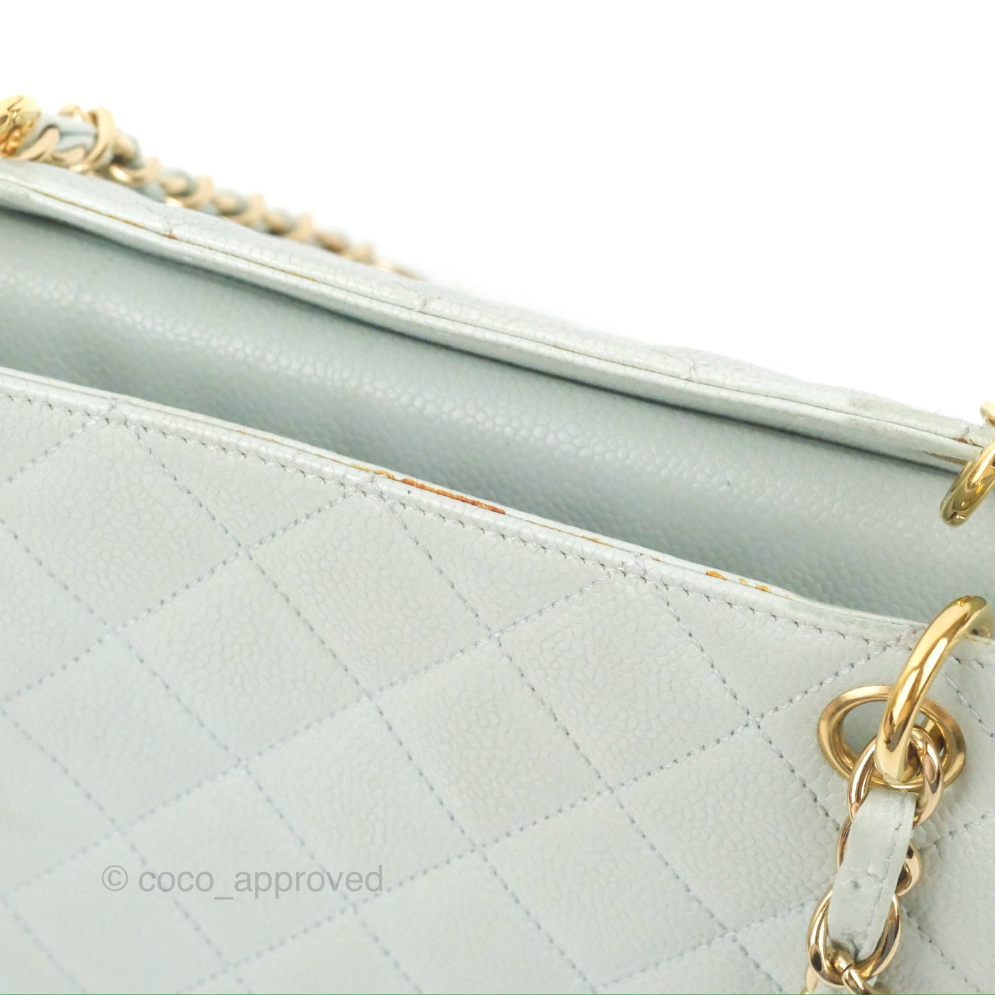Chanel PTT Petite Timeless Shopping Tote Bag Light Tiffany Blue Caviar Gold Hardware
