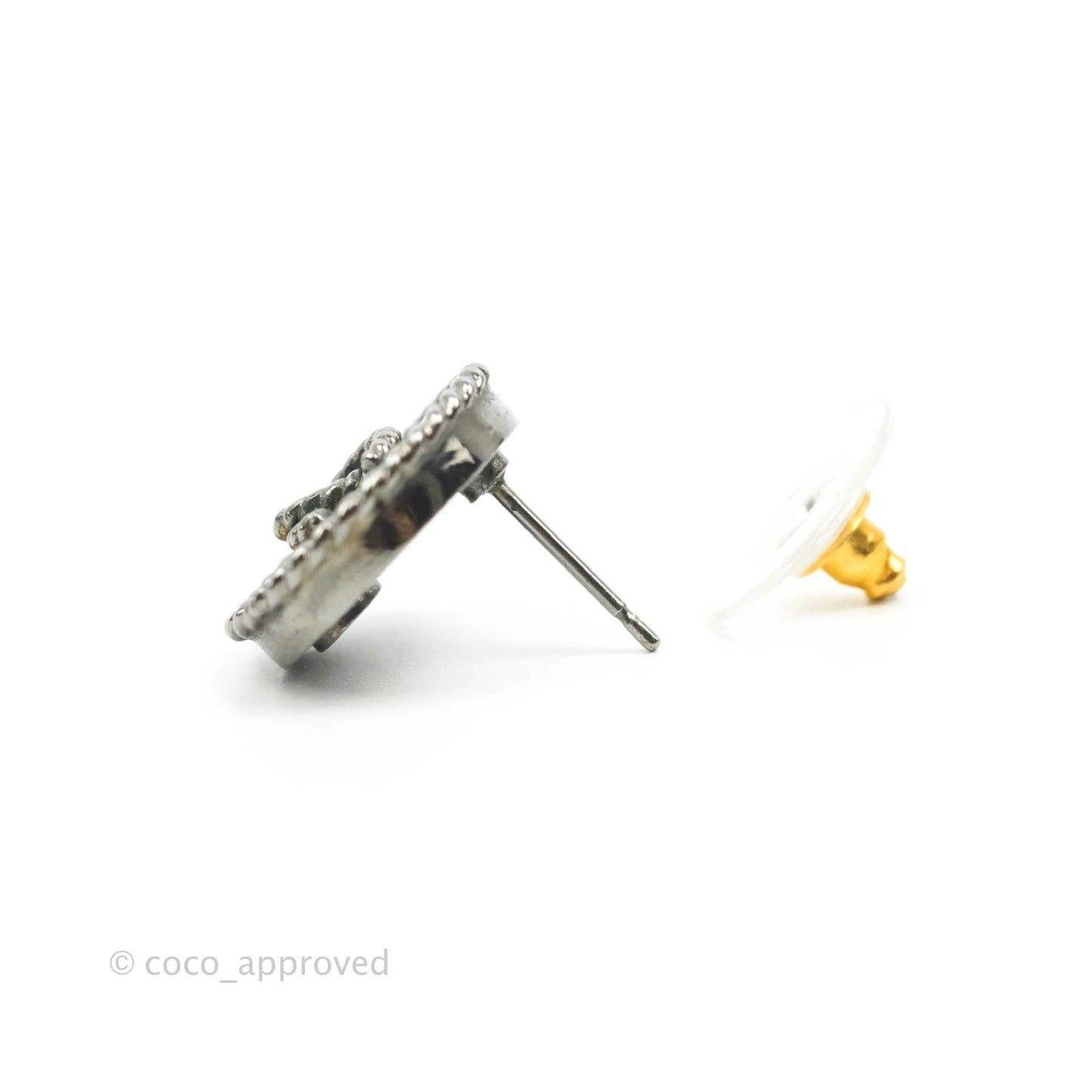 Chanel CC Round Earrings Gold & Gun Metal 17S