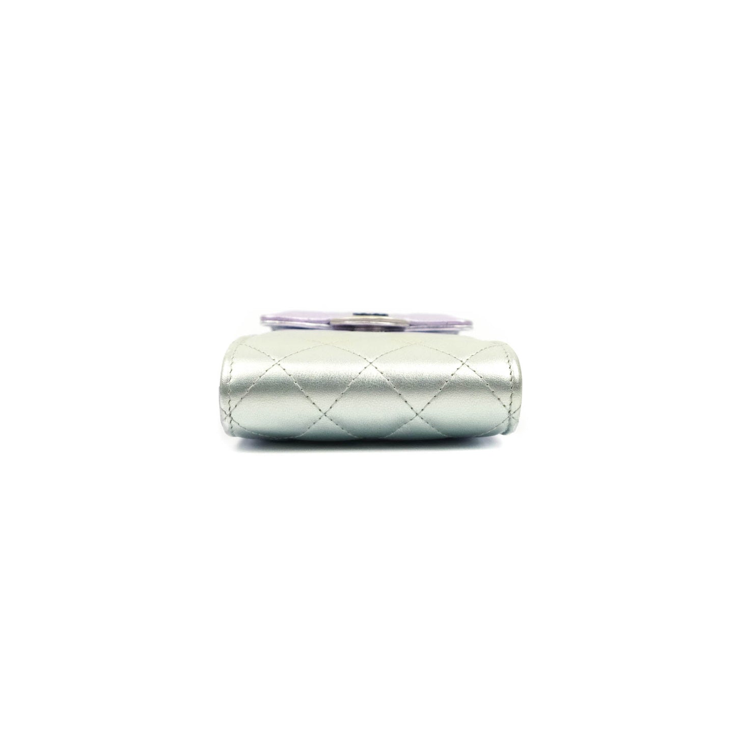 Chanel Classic Quilted Metallic Rainbow Lambskin Phone Holder Rainbow Hardware