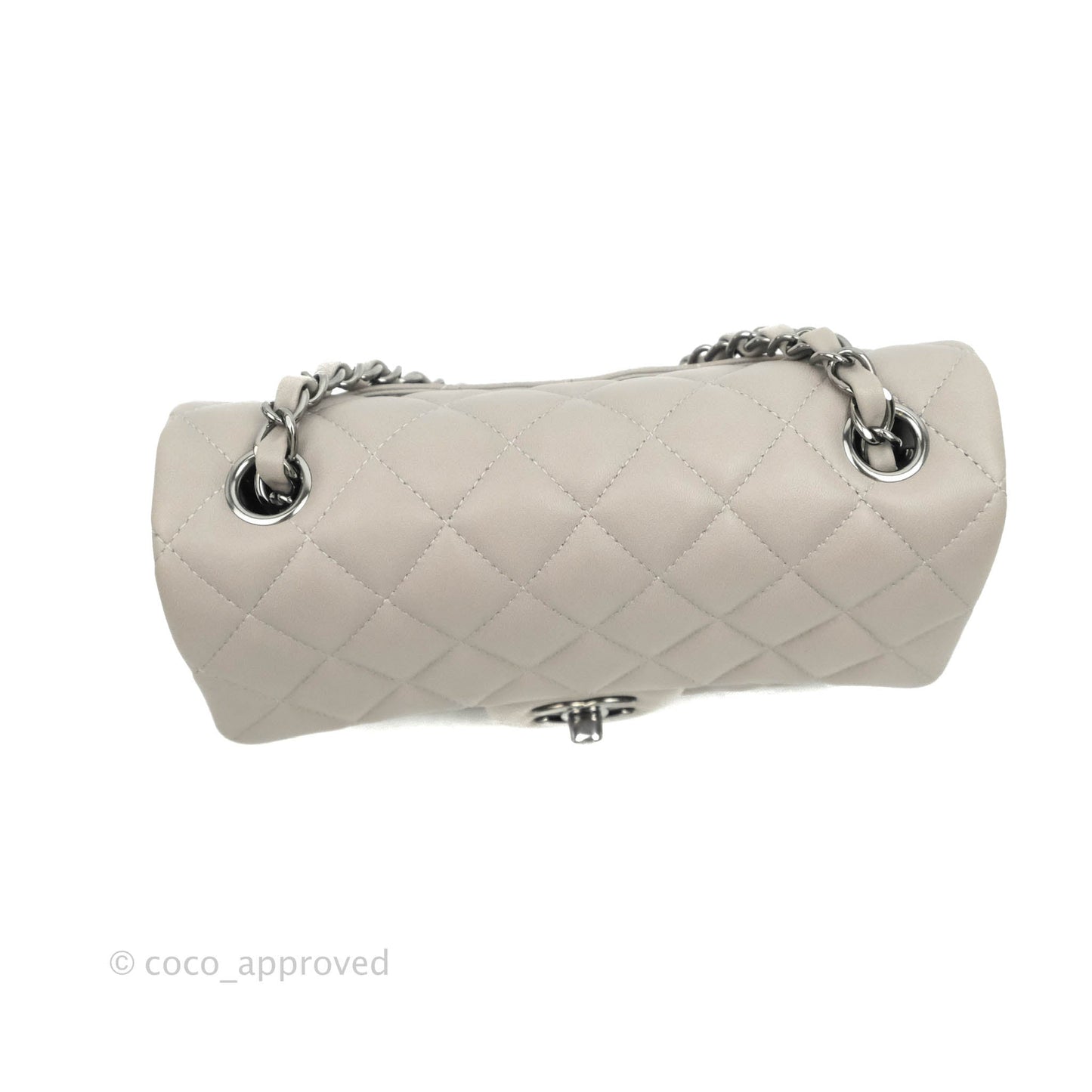 Chanel Quilted Mini Rectangular Flap Grey Lambskin Dark Silver Hardware