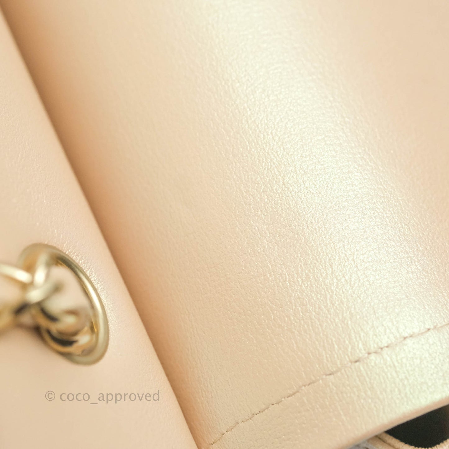 Chanel Classic M/L Medium Double Flap Iridescent Beige Calfskin Gold Hardware 21S