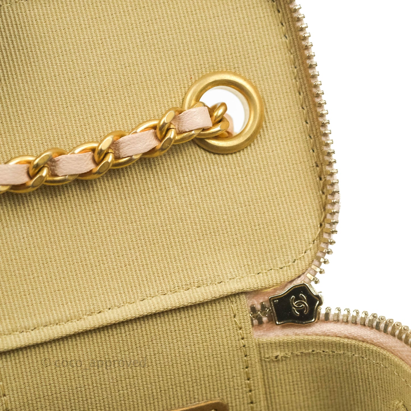 Chanel Classic Mini Pearl Crush Vanity With Chain Light Pink Lambskin Aged Gold Hardware