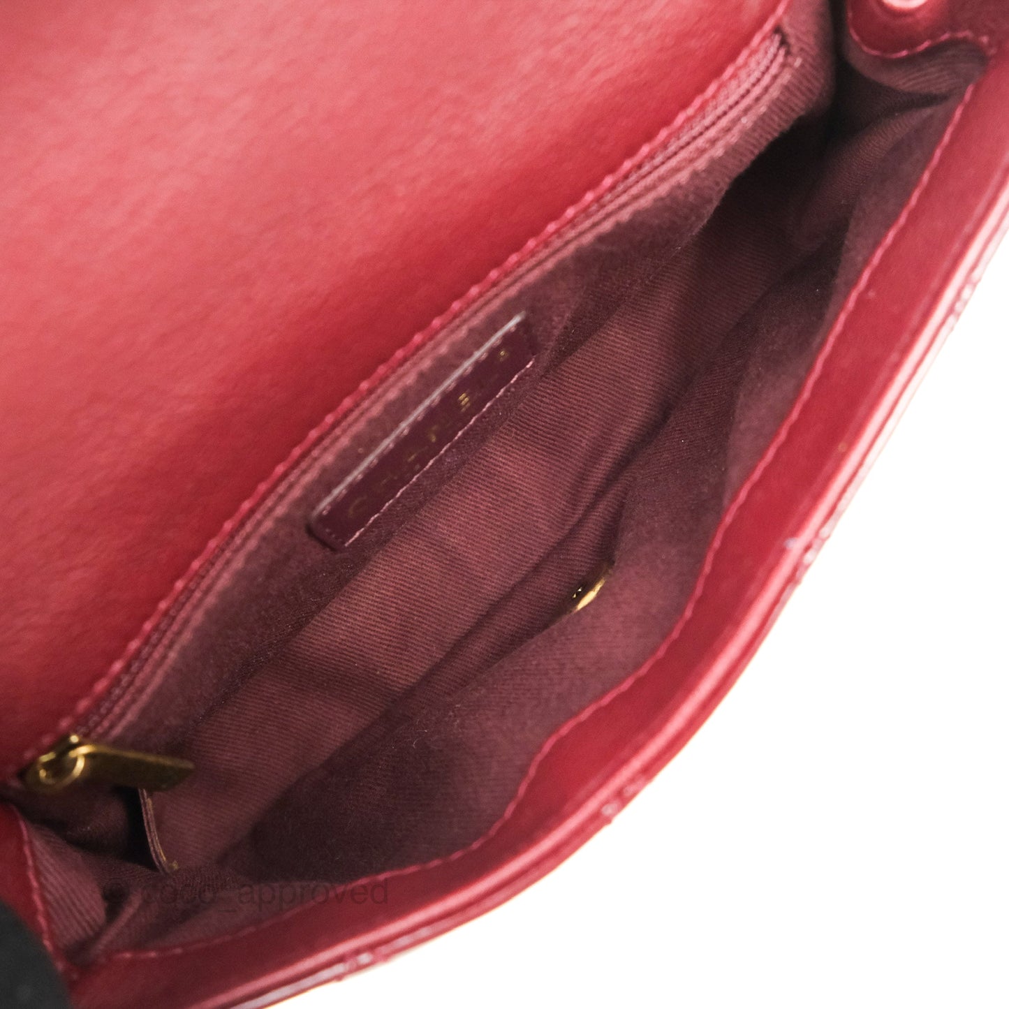 Chanel Quilted CC Eyelet Flap Burgundy Patent Goatskin Antique Gold Hardware