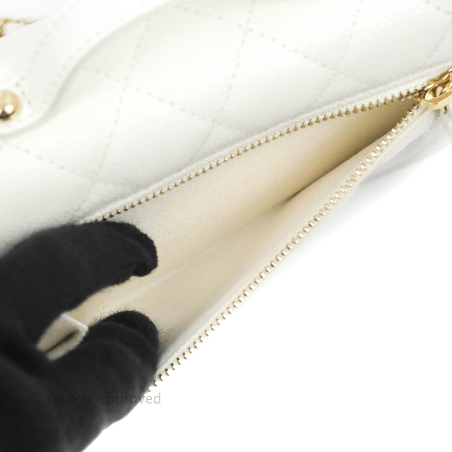 Chanel Business Affinity Clutch With Chain White Caviar Gold Hardware