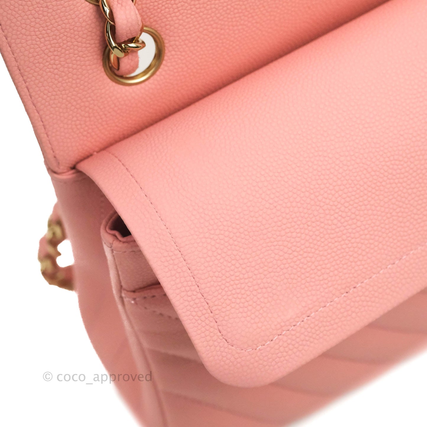 Chanel Classic Chevron S/M Small Double Flap Pink Caviar Gold Hardware