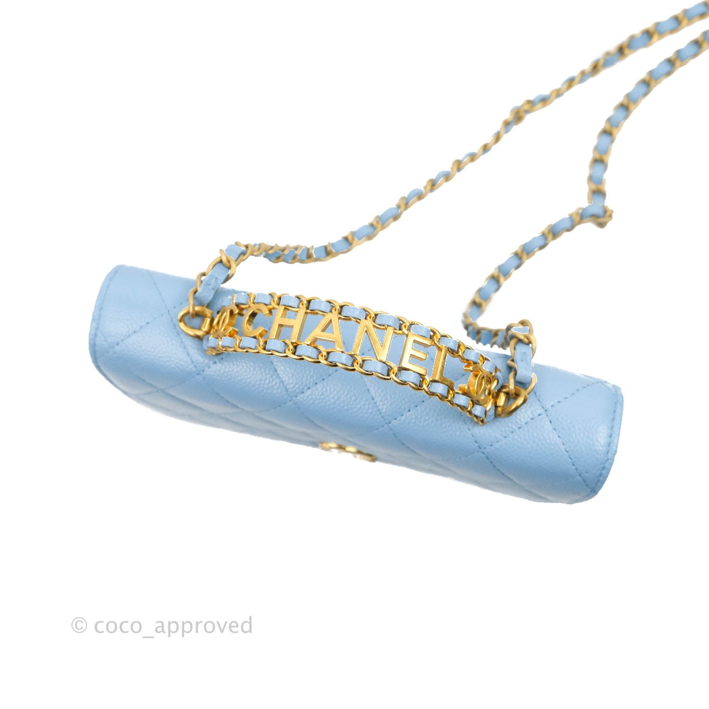 Chanel Top Handle Pick Me Up Wallet On Chain WOC Blue Caviar Gold Hardware 22S