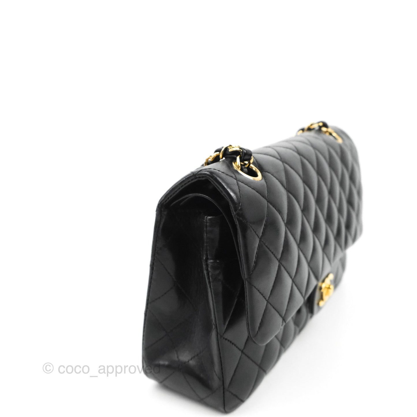 Chanel Classic M/L Medium Flap Quilted Black Lambskin Gold Hardware