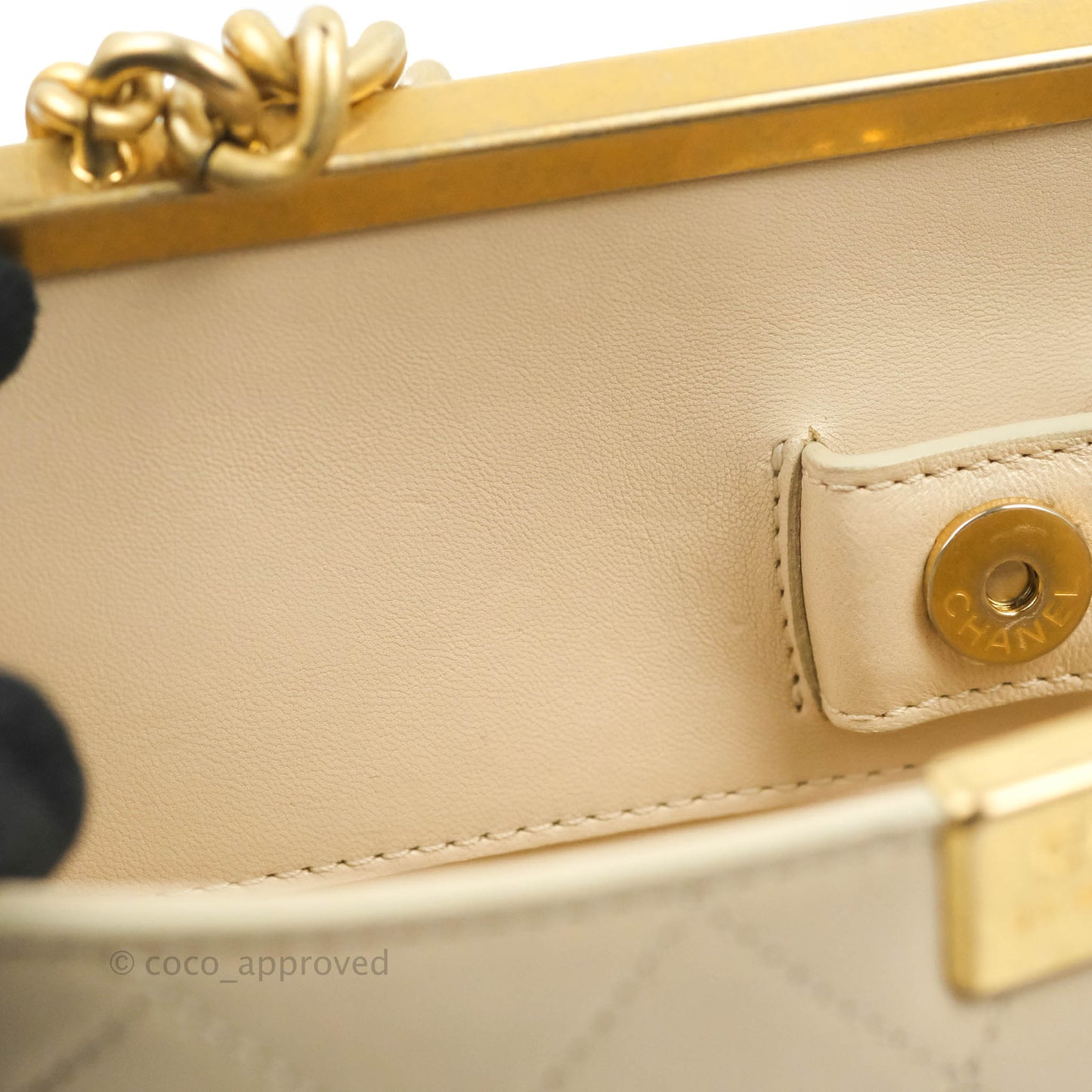 Chanel Small Flat Quilted Coco Luxe Flap Bag Light Beige Aged Gold Hardware