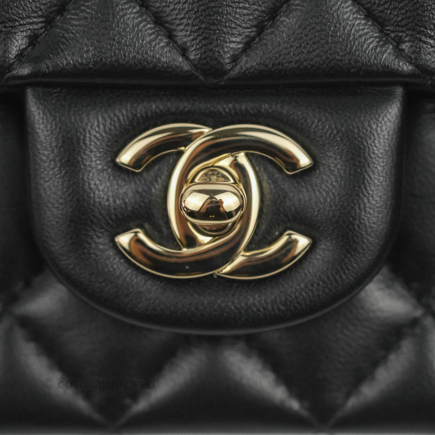 Chanel Top Handle Mini Rectangular Flap Bag Black Lambskin Gold Hardware