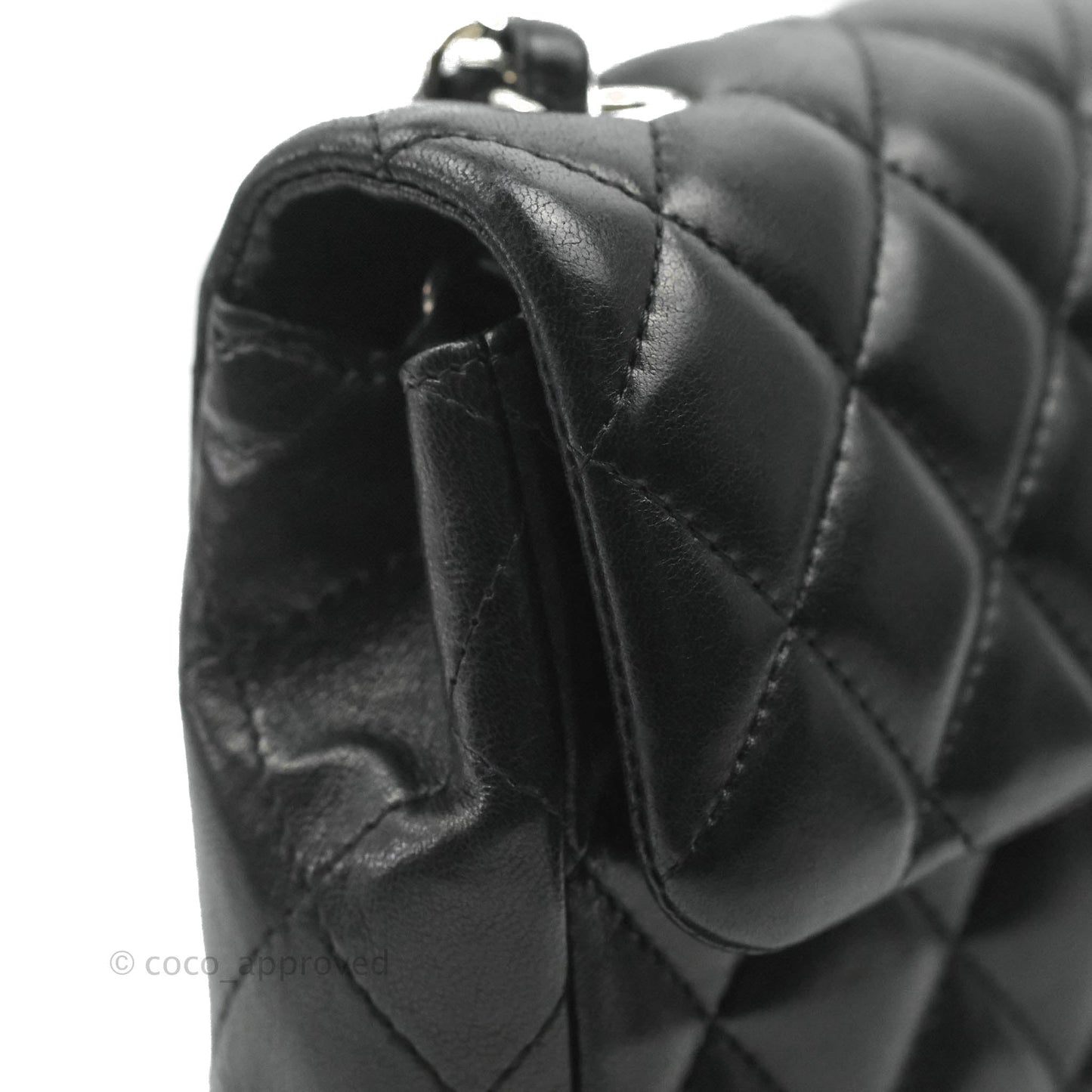Chanel Quilted East West Flap Bag Black Lambskin Silver Hardware