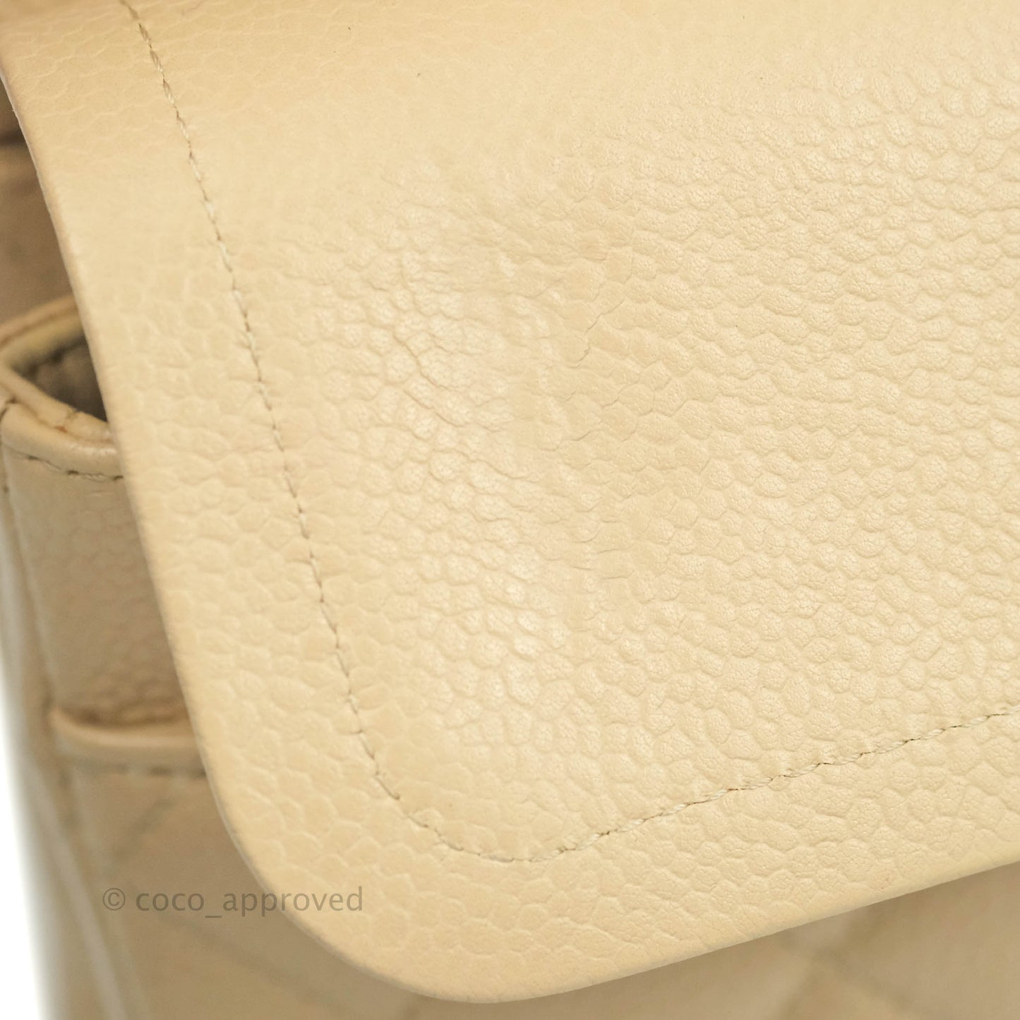 Chanel Classic Medium Flap Quilted Beige Caviar Gold Hardware