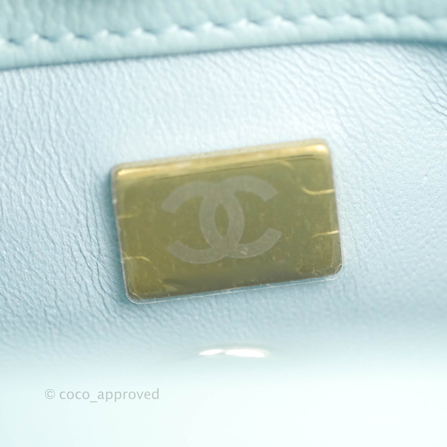 Chanel Mini Coco Handle Quilted Light Blue Caviar Gold Hardware