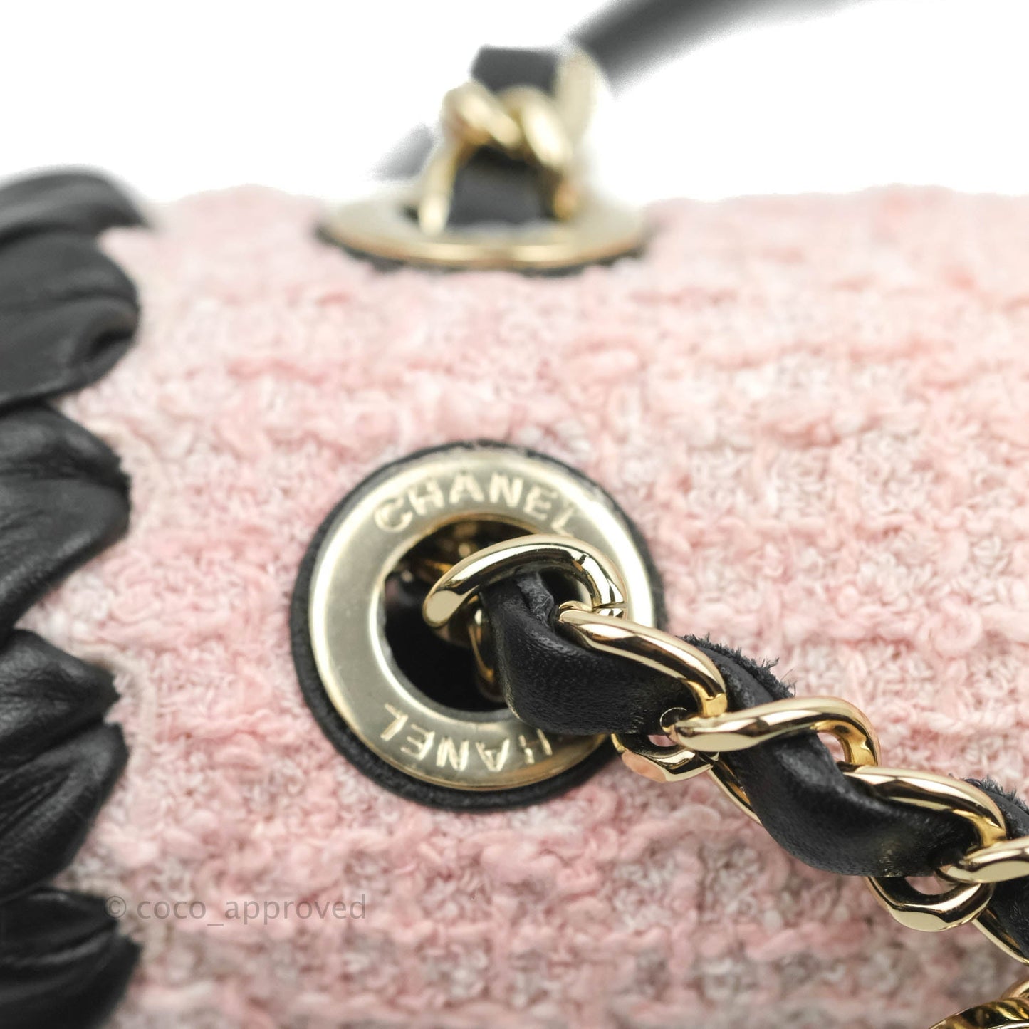 Chanel Mini My Own Frame Flap Pink White Tweed Braided Calfskin 22S