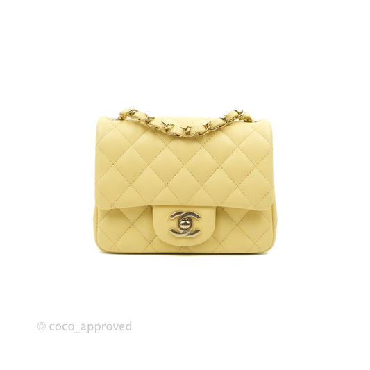 Chanel Mini Square Yellow Lambskin Gold Hardware