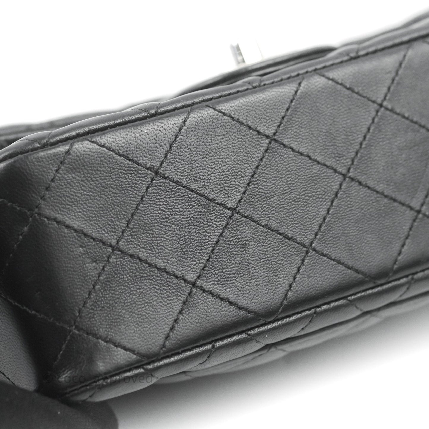Chanel Quilted Mini Rectangular Flap Black Lambskin Silver Hardware