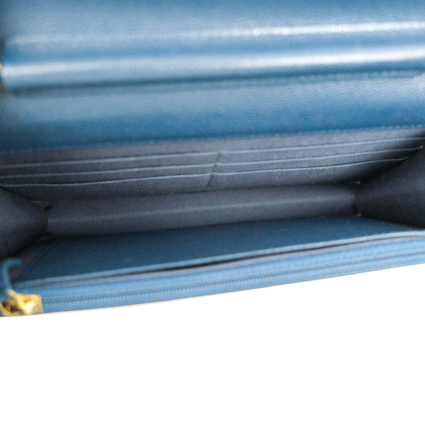 Chanel Quilted Wallet on Chain WOC Dark Blue Caviar Gold Hardware