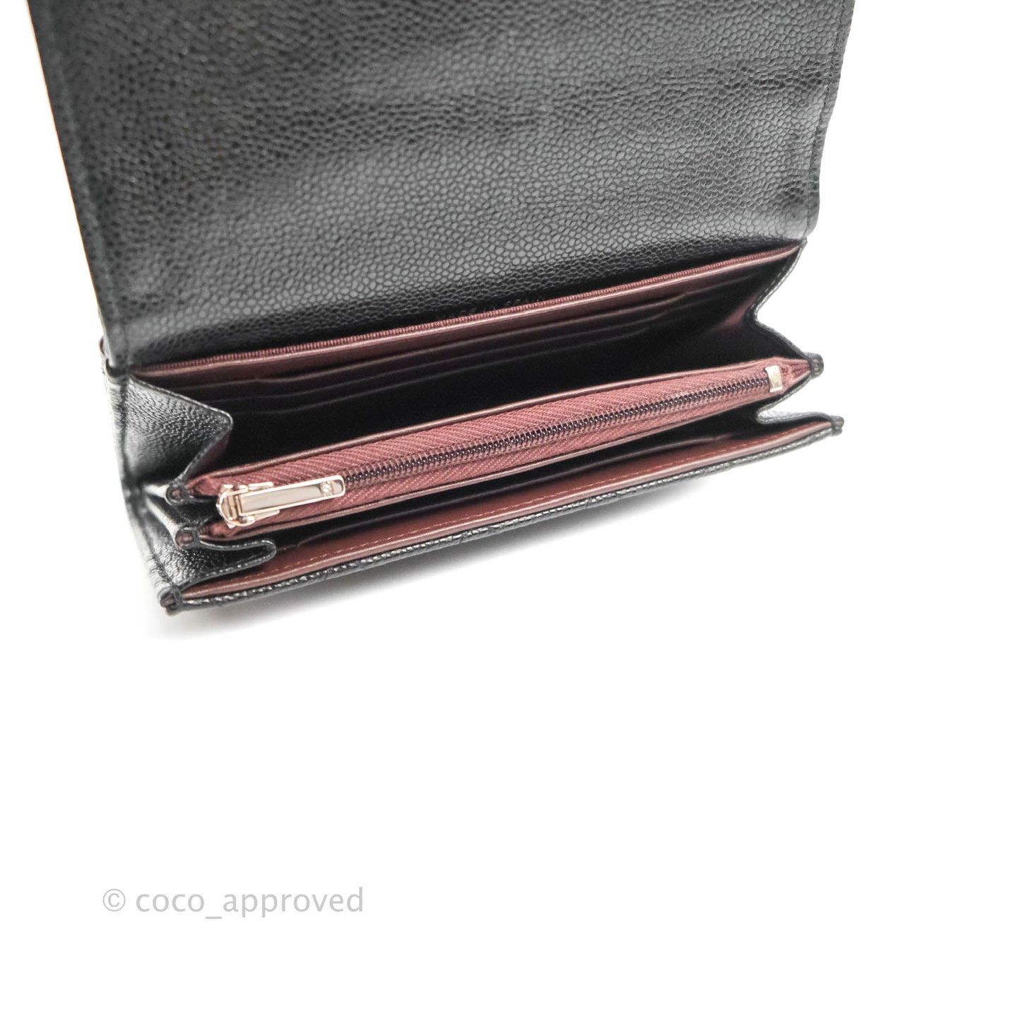 Chanel Classic Quilted Medium Flap Wallet Black Caviar Silver Hardware