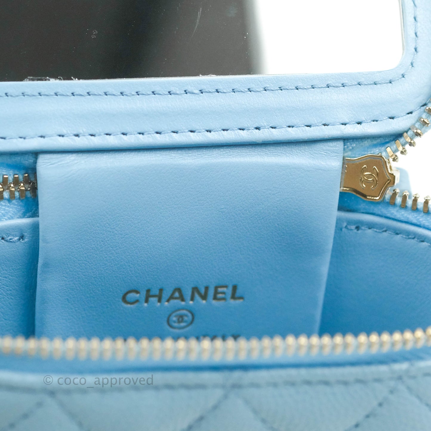 Chanel Classic Mini Vanity With Chain Blue Caviar Gold Hardware