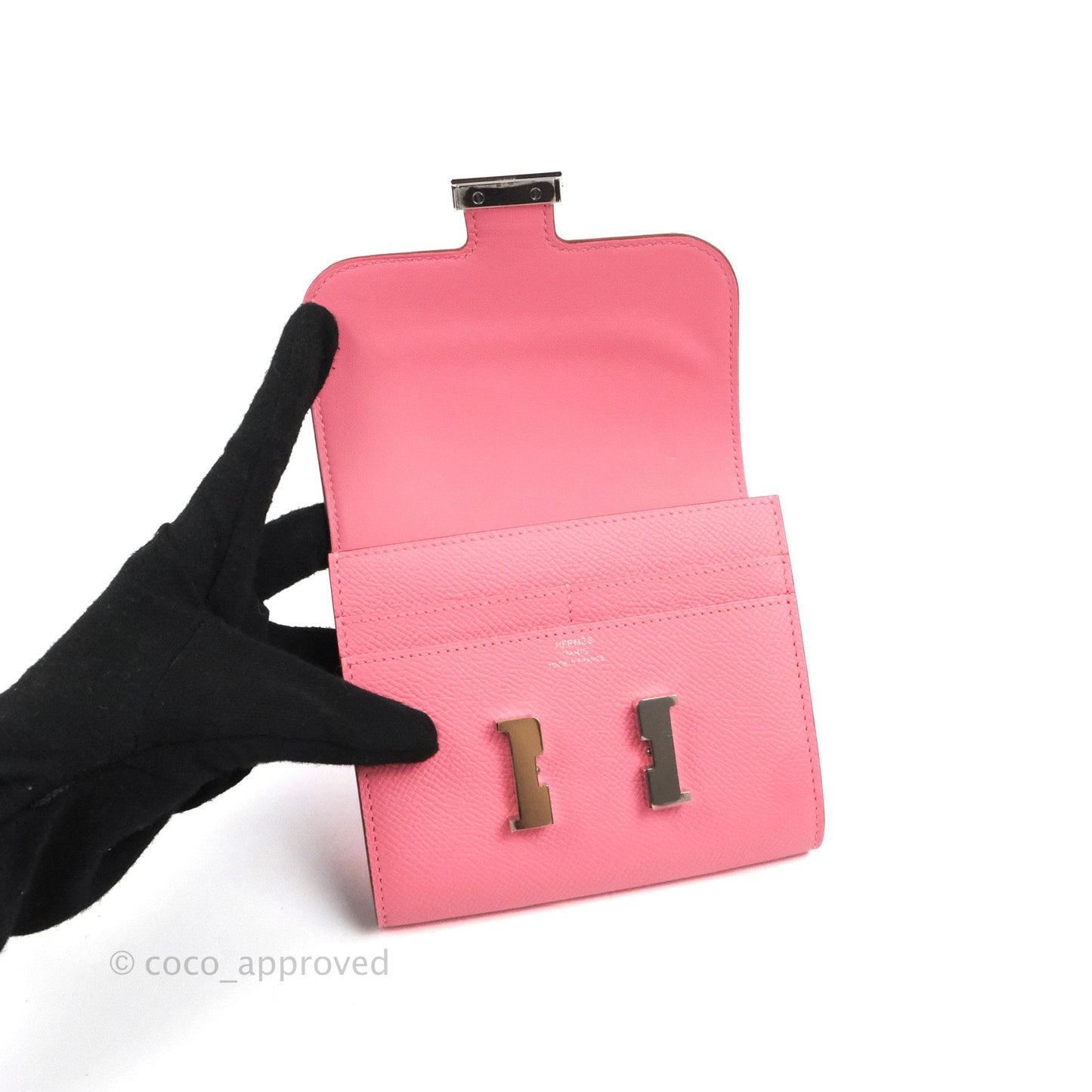 Hermès Constance Short Wallet Rose Azalee Epsom Silver Hardware