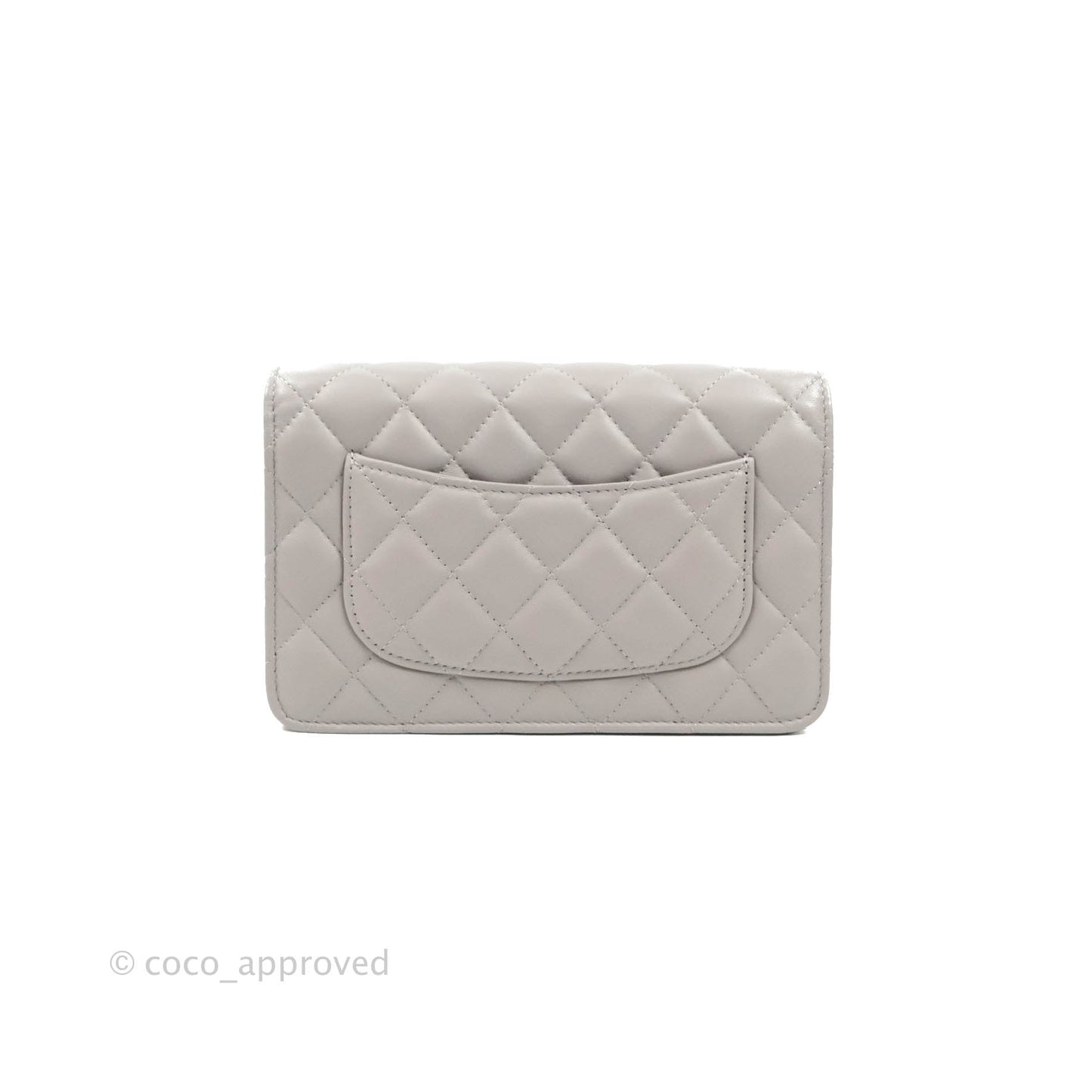 Chanel Quilted Pearl Crush Wallet on Chain WOC Grey Lambskin Aged Gold Hardware
