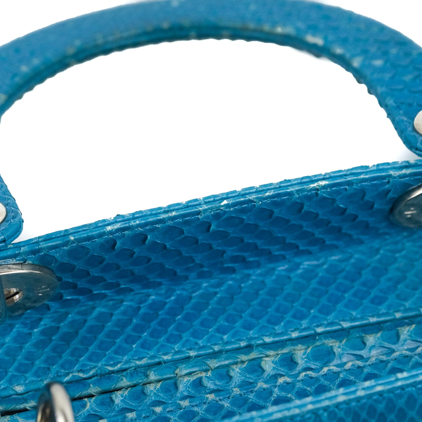 Christian Dior Large Lady Dior Python Blue Silver Hardware