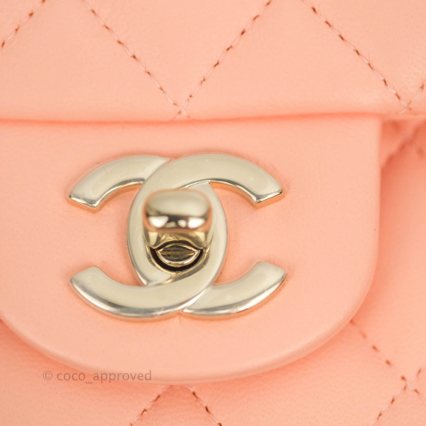 Chanel Quilted Mini Square Beige Pink Lambskin Gold Hardware