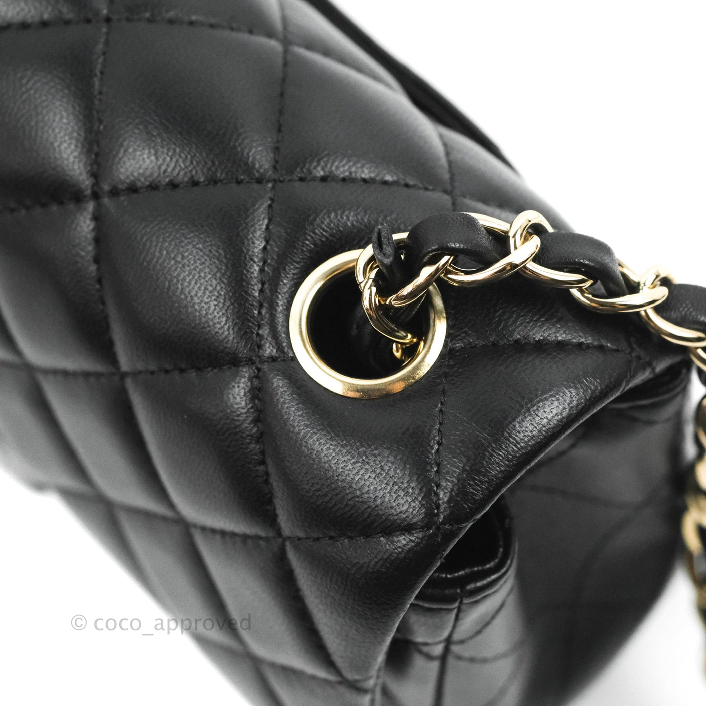 Chanel Quilted Mini Rectangular Flap Black Lambskin Light Gold Hardware