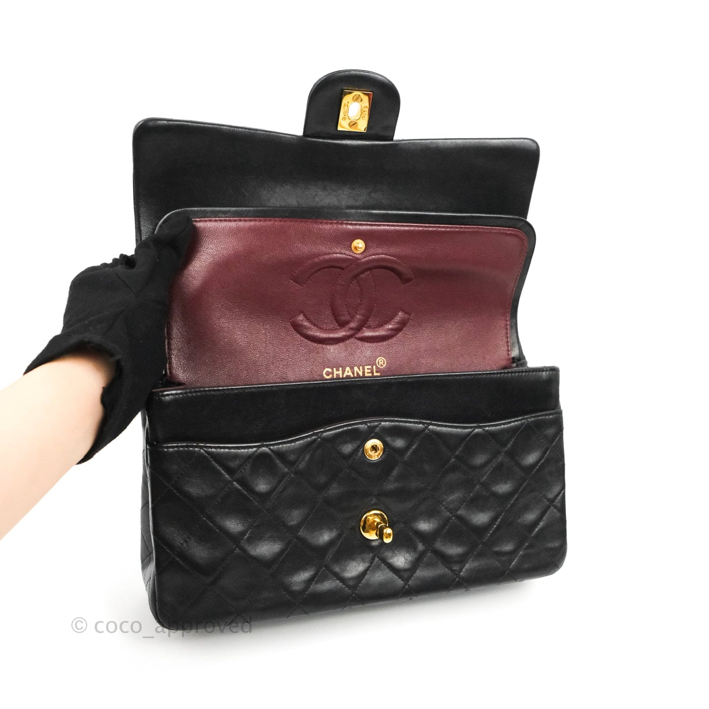 Chanel Classic Vintage Medium Flap Black Lambskin 24K Gold Hardware