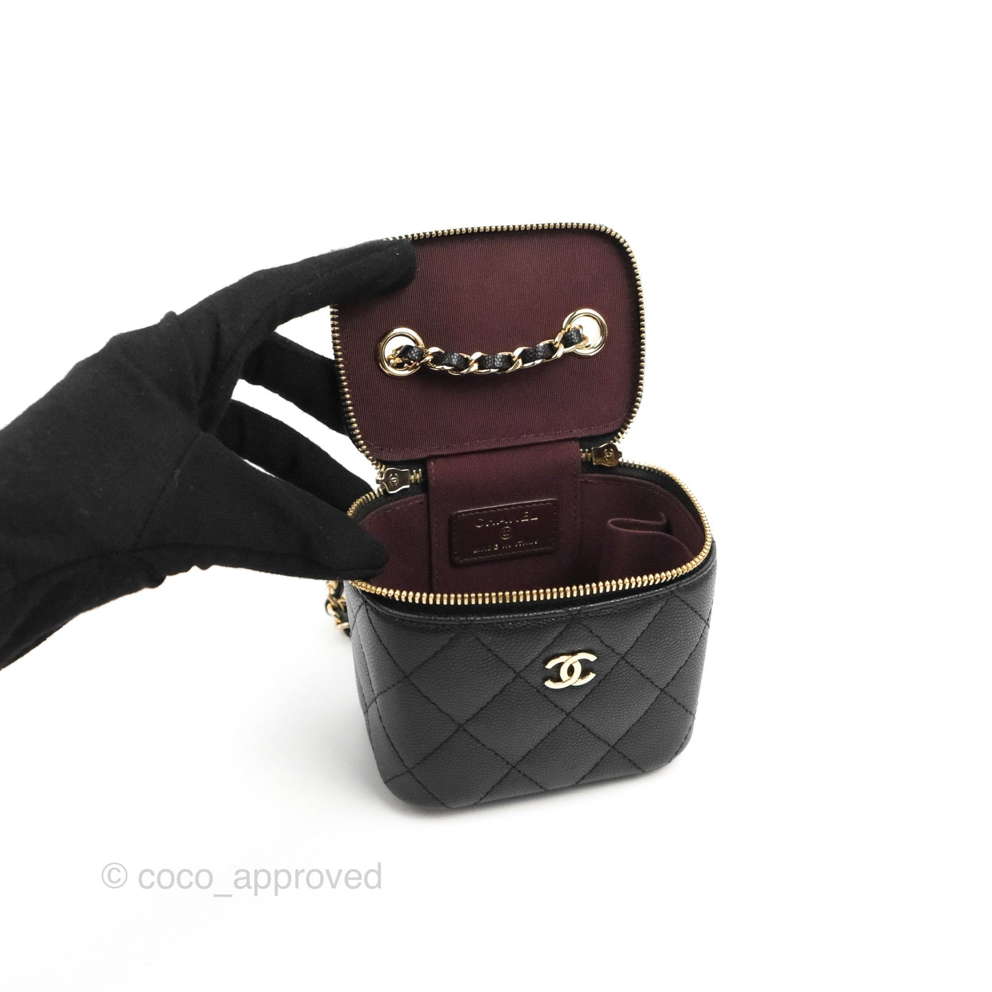 Chanel Mini Vanity With Chain Black Caviar Gold Hardware