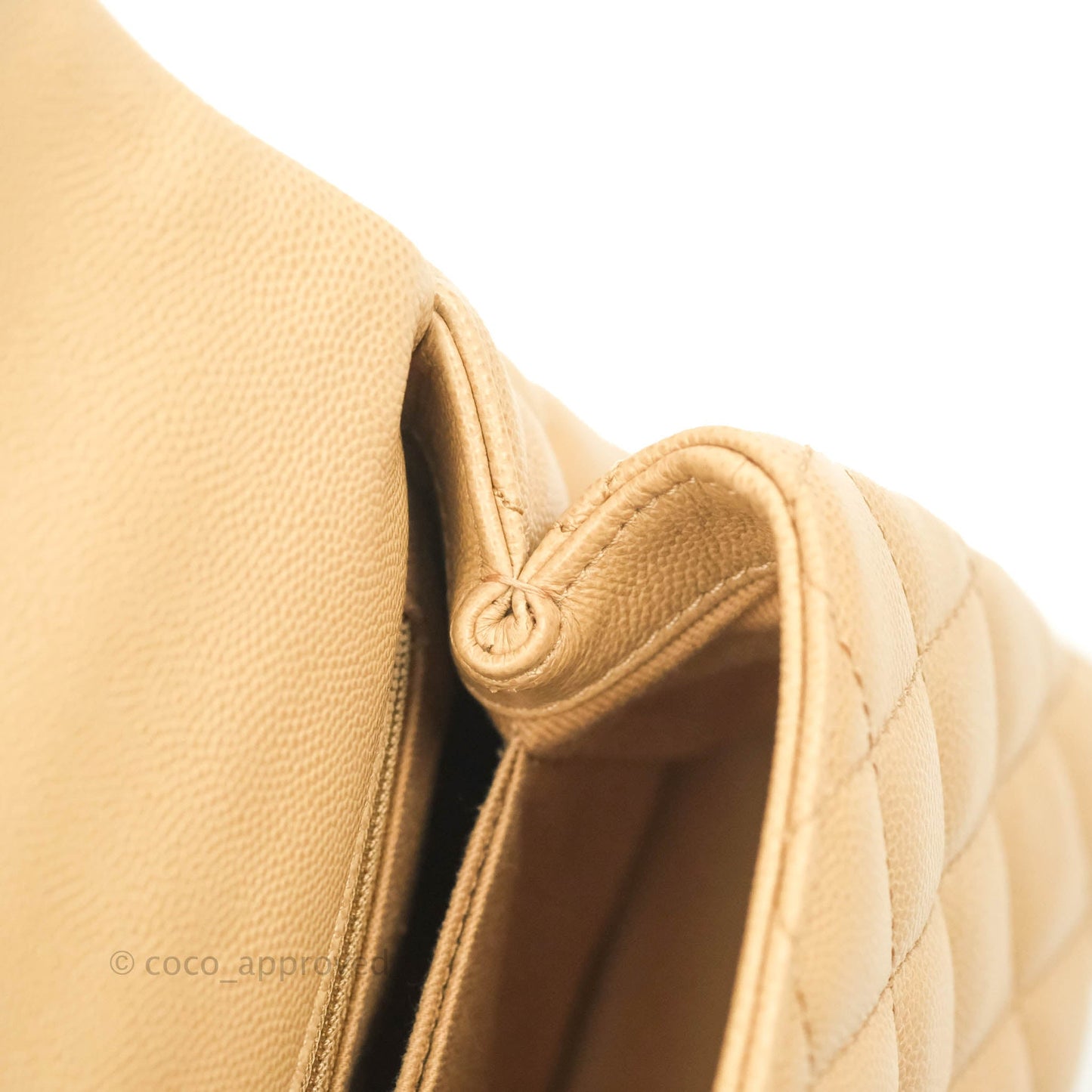 Chanel Small Coco Handle Quilted Beige Caviar Gold Hardware Lizard Embossed Handle