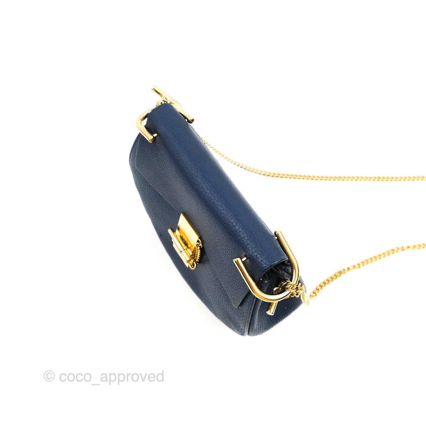 Chloe Mini Drew Crossbody Bag Navy Grained Leather