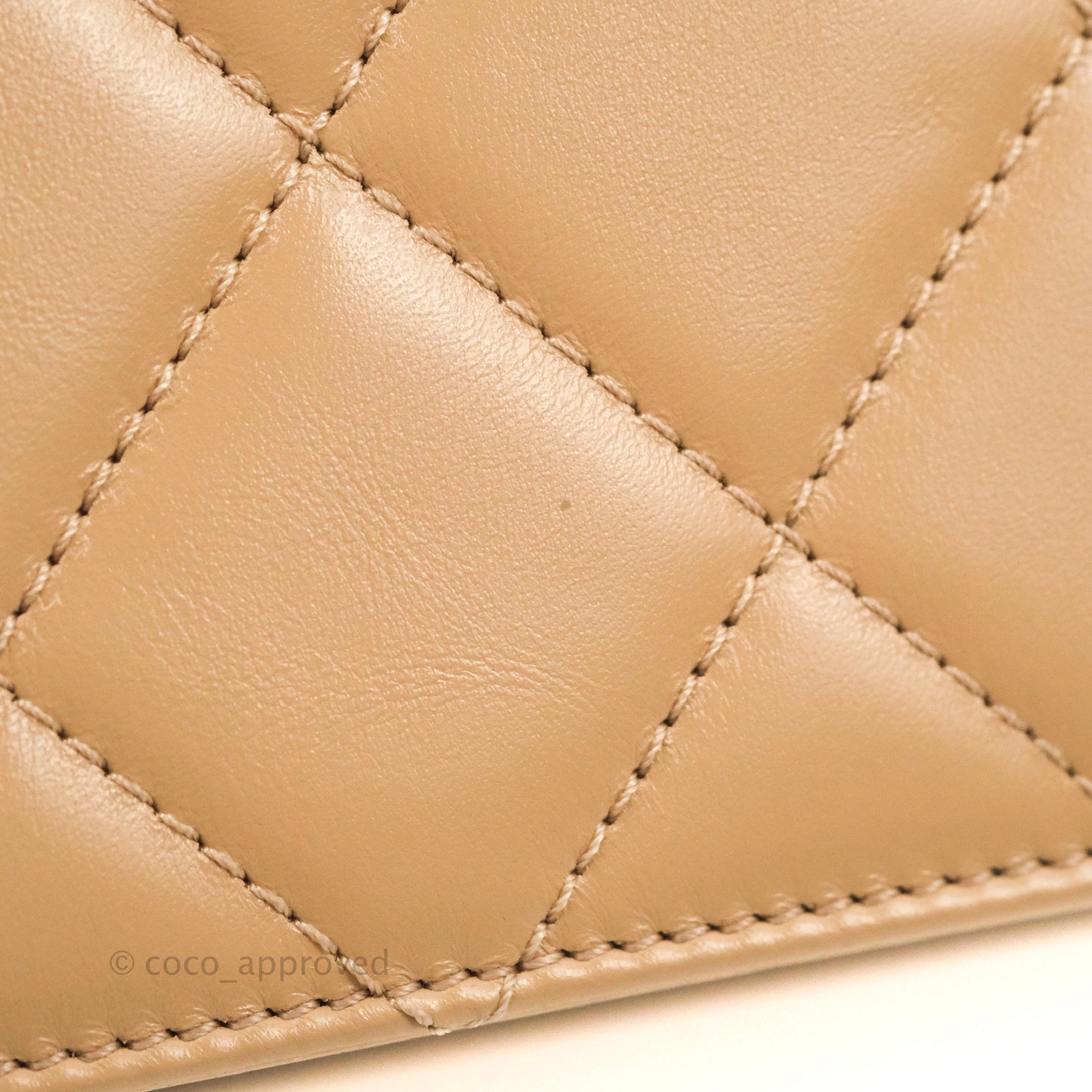 Chanel Quilted Perfect Fit Adjustable Beige Calfskin Gold Hardware 21A
