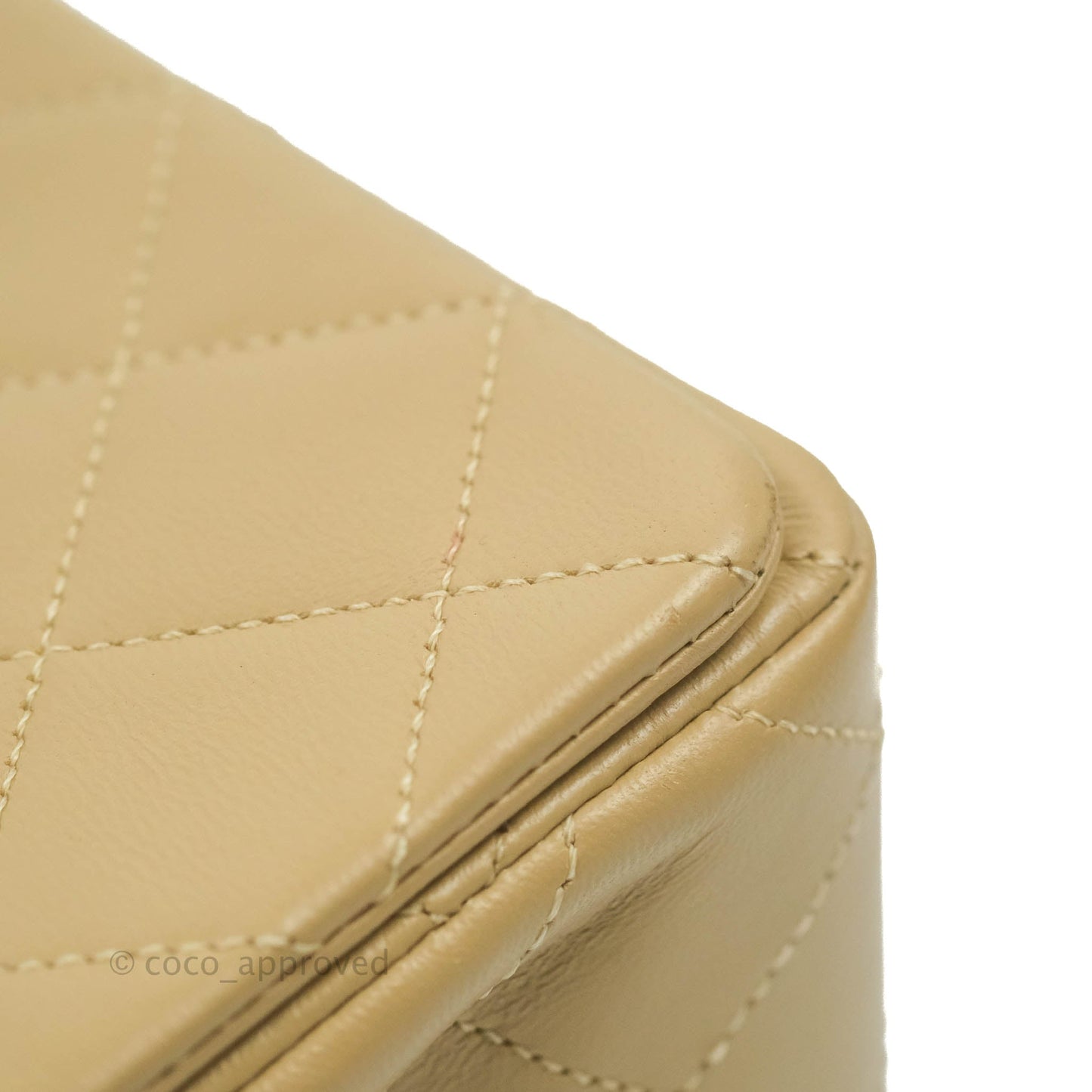 Chanel Vintage Small Single Full Flap Bag Beige Lambskin 24K Gold Hardware