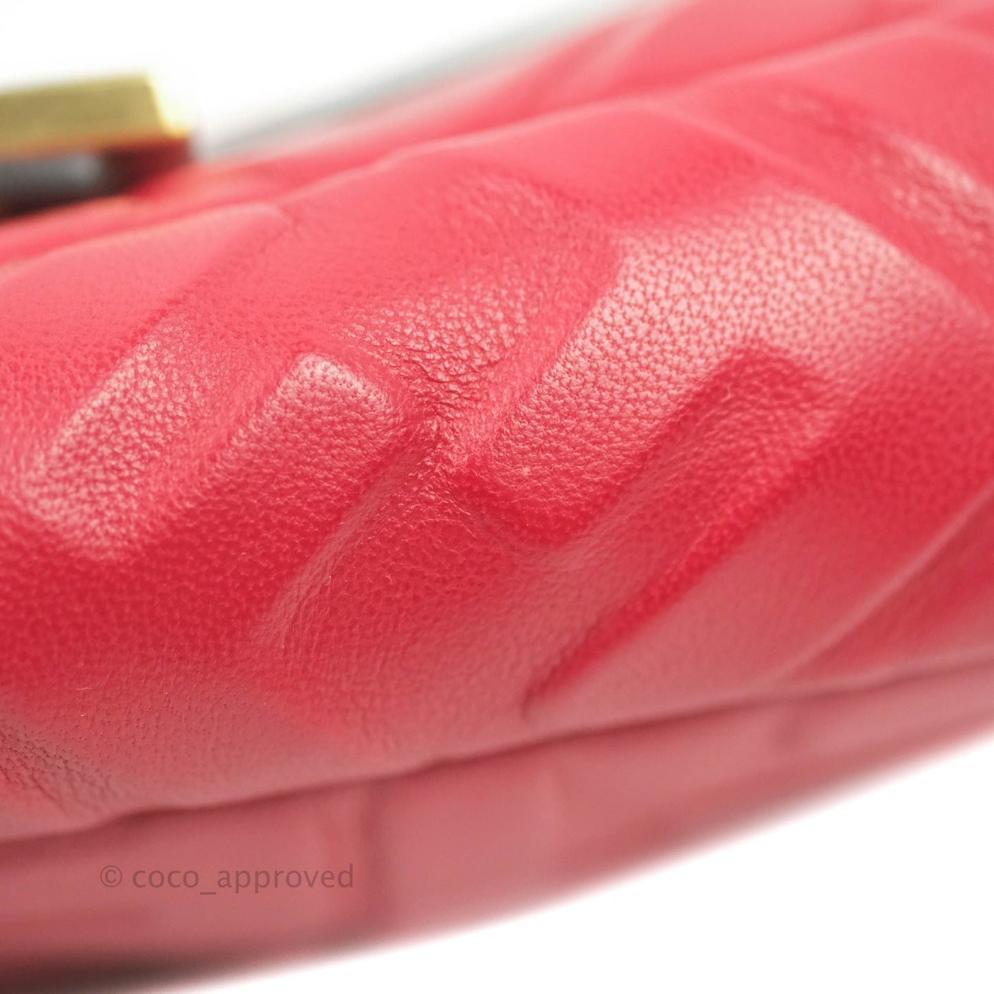 Fendi Nappa FF 1974 Embossed Mini Baguette Red