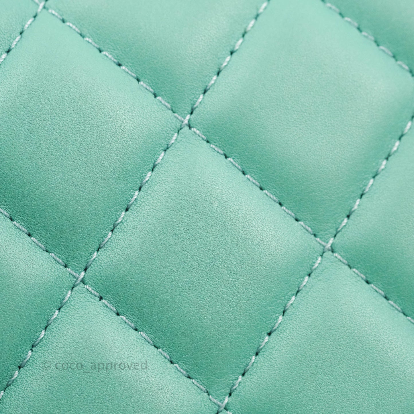 Chanel Quilted Small Day Trip Tiffany Blue Green Lambskin Aged Gold Hardware