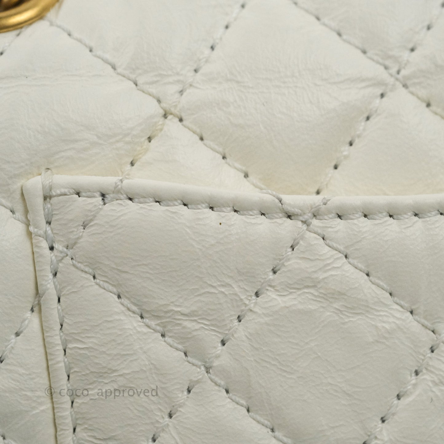 Chanel Mini Reissue 224 White Aged Calfskin Aged Gold Hardware